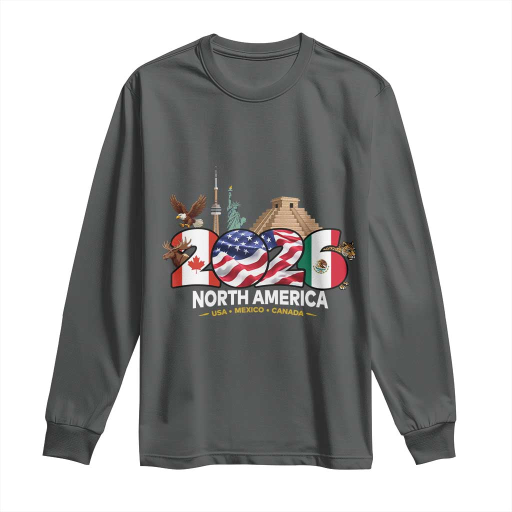 2026 North American Football Supporters Long Sleeve Shirt TS12 Dark Heather Print Your Wear