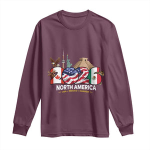 2026 North American Football Supporters Long Sleeve Shirt TS12 Maroon Print Your Wear