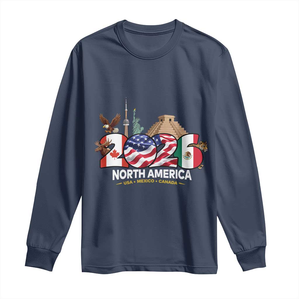 2026 North American Football Supporters Long Sleeve Shirt TS12 Navy Print Your Wear