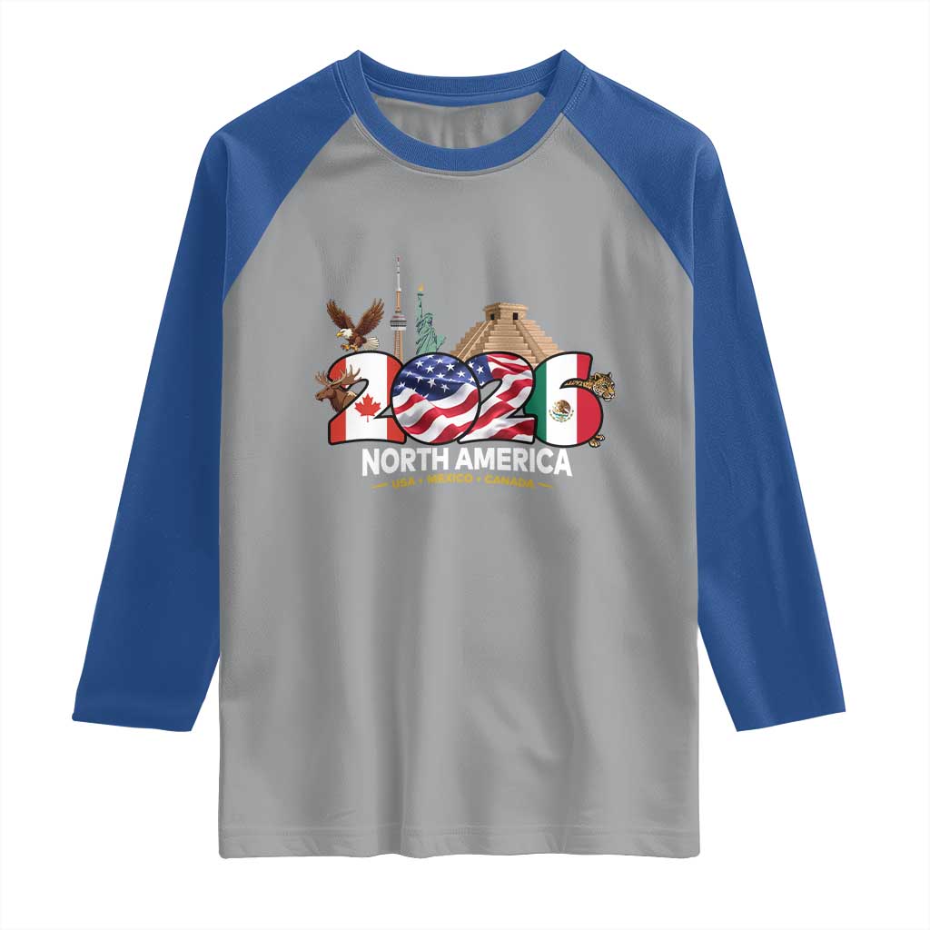 2026 North American Football Supporters Raglan Shirt TS12 Sport Gray Royal Print Your Wear