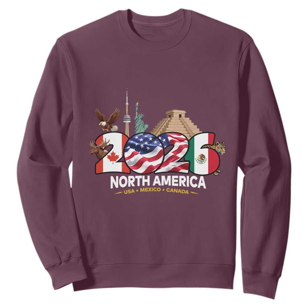 2026 North American Football Supporters Sweatshirt TS12 Maroon Print Your Wear
