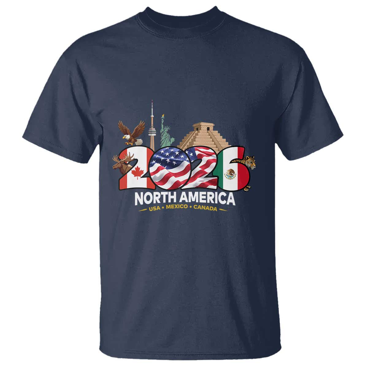 2026 North American Football Supporters T Shirt TS12 Navy Print Your Wear