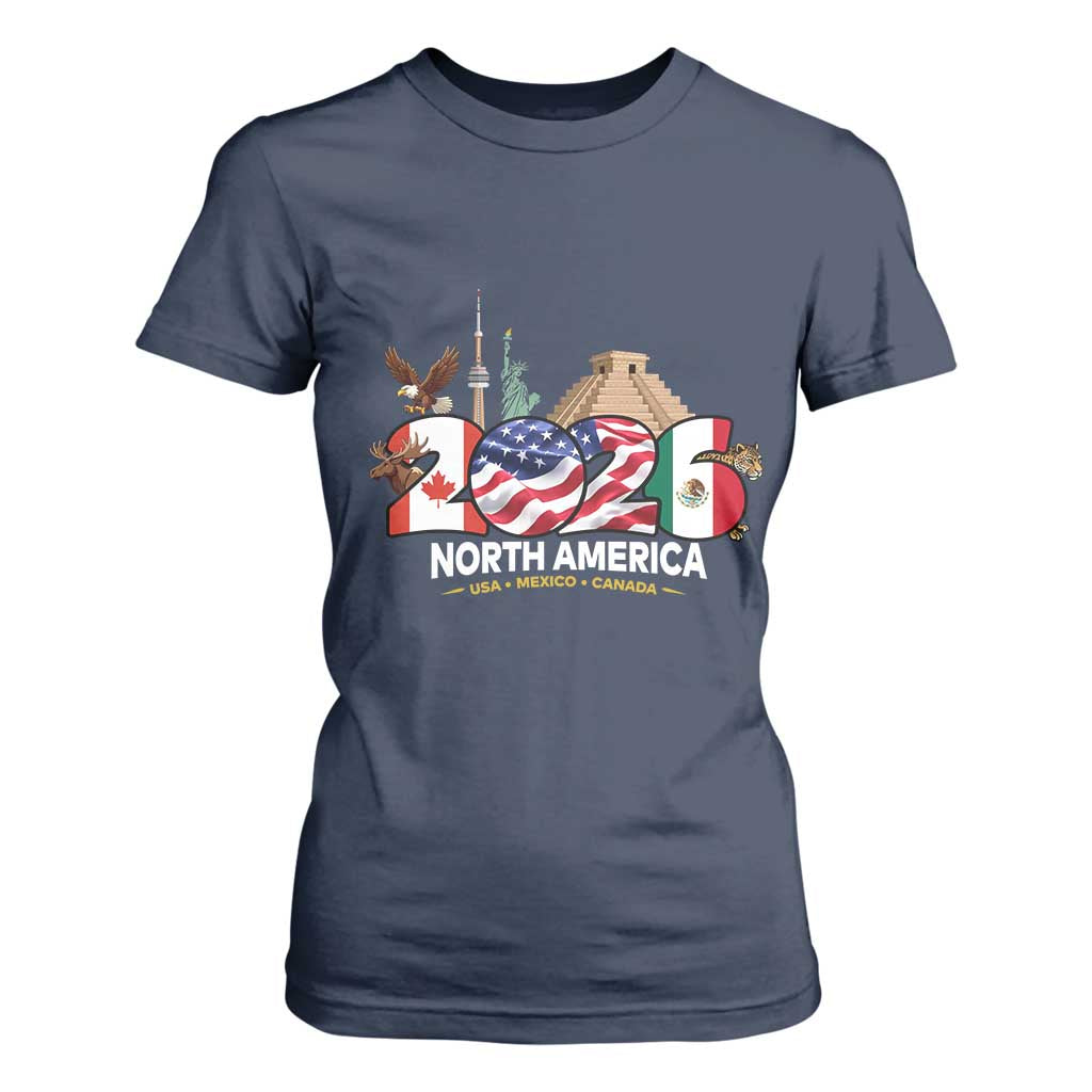 2026 North American Football Supporters T Shirt For Women TS12 Navy Print Your Wear