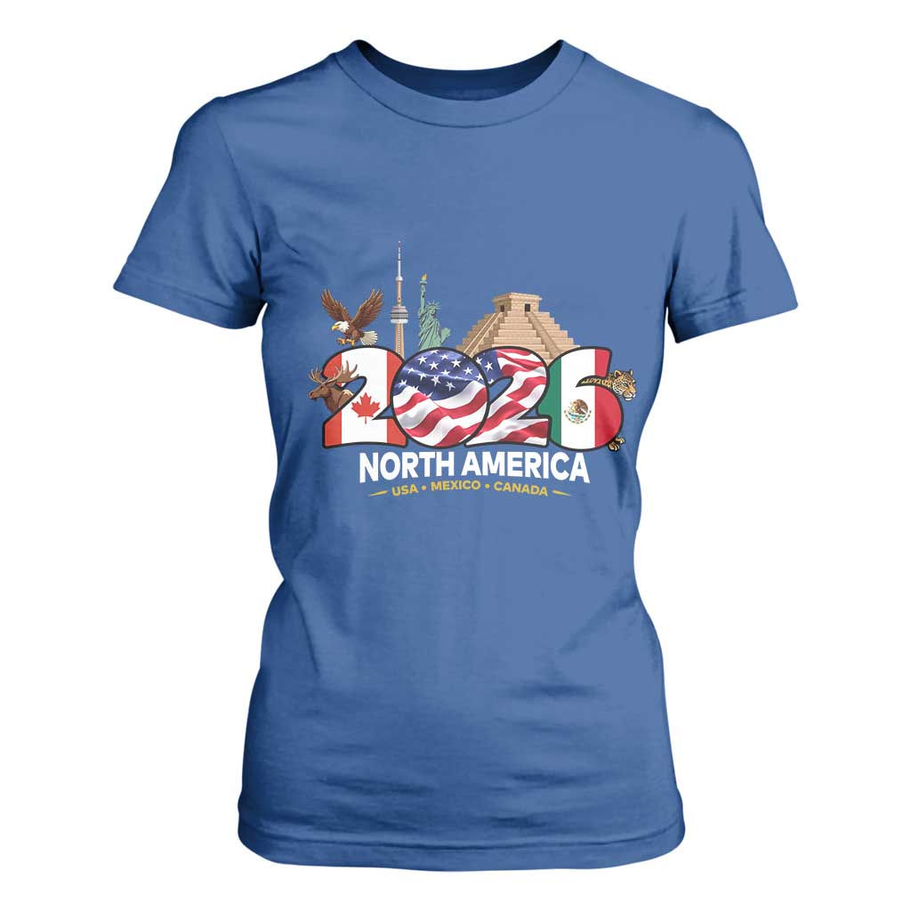 2026 North American Football Supporters T Shirt For Women TS12 Royal Blue Print Your Wear