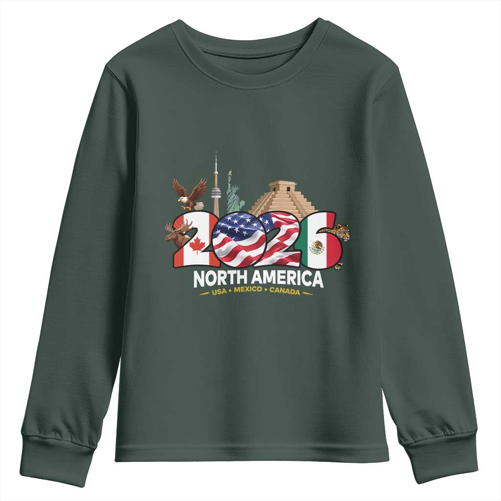 2026 North American Football Supporters Youth Sweatshirt TS12 Dark Forest Green Print Your Wear