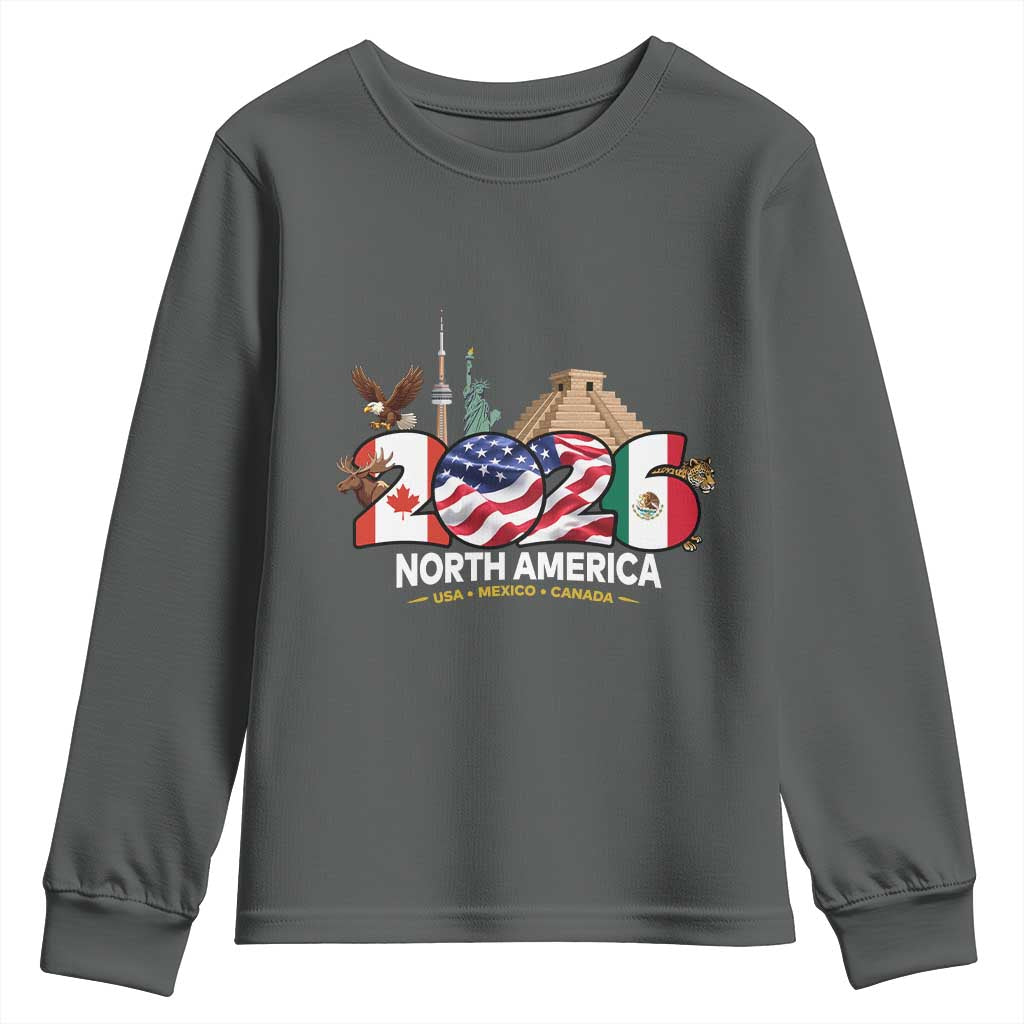 2026 North American Football Supporters Youth Sweatshirt TS12 Dark Heather Print Your Wear