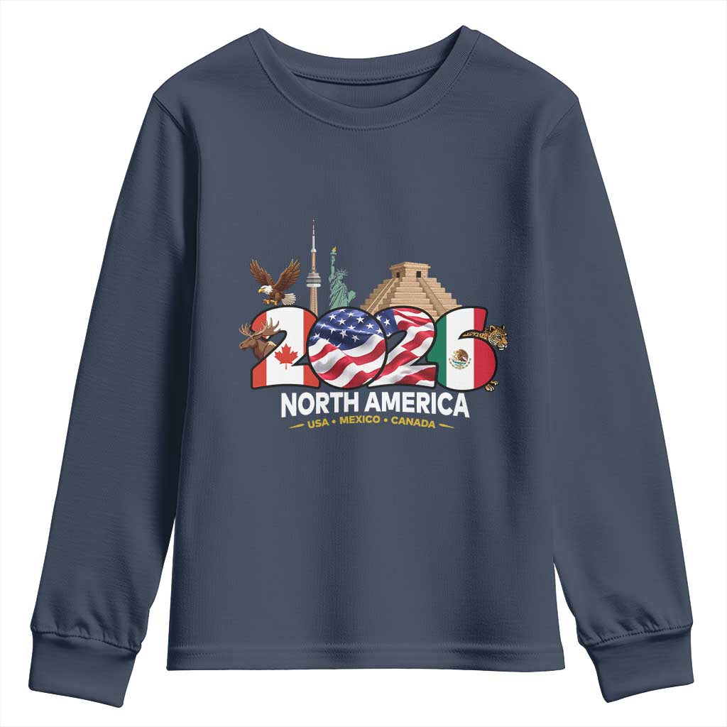 2026 North American Football Supporters Youth Sweatshirt TS12 Navy Print Your Wear