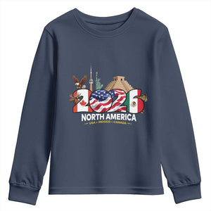 2026 North American Football Supporters Youth Sweatshirt TS12 Navy Print Your Wear