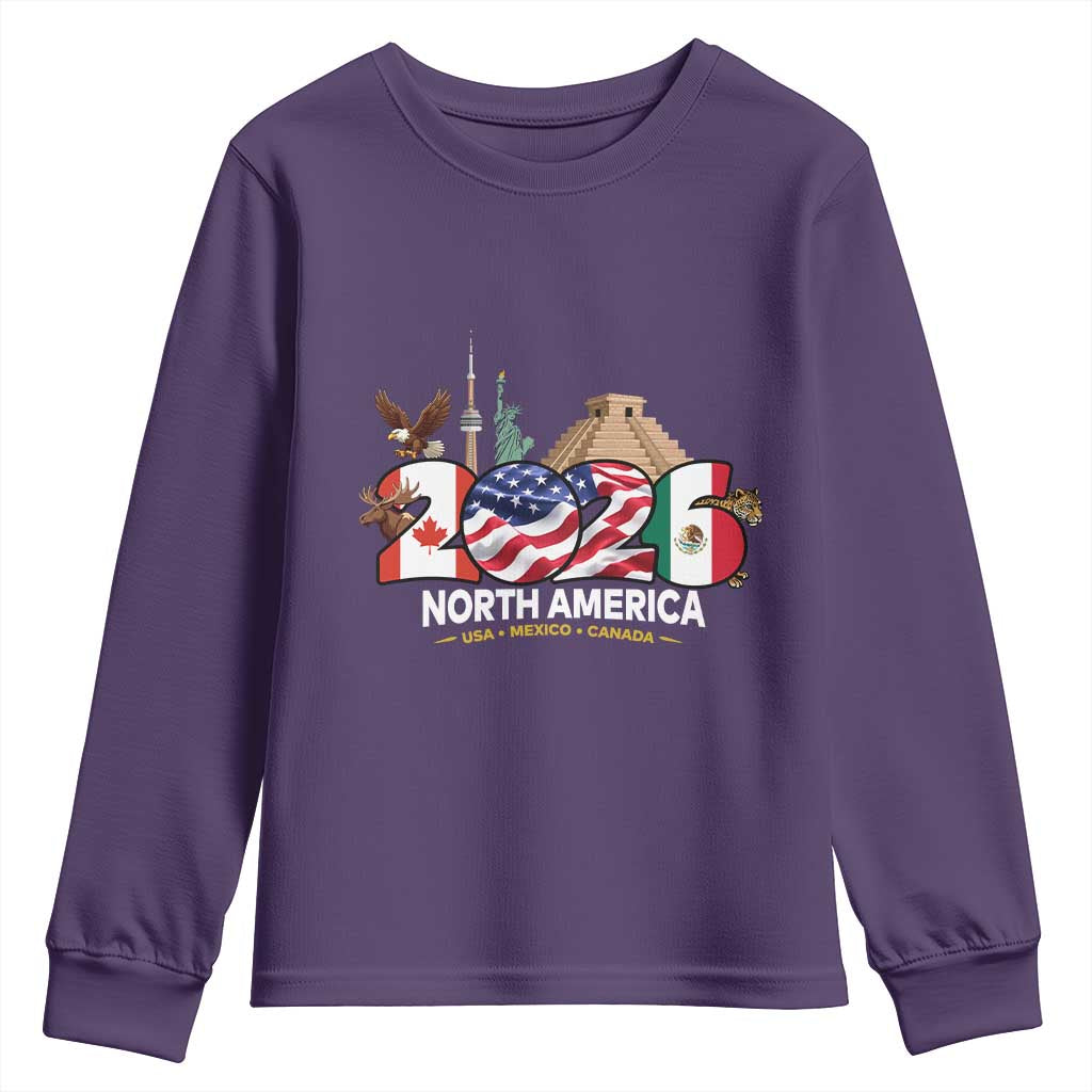 2026 North American Football Supporters Youth Sweatshirt TS12 Purple Print Your Wear