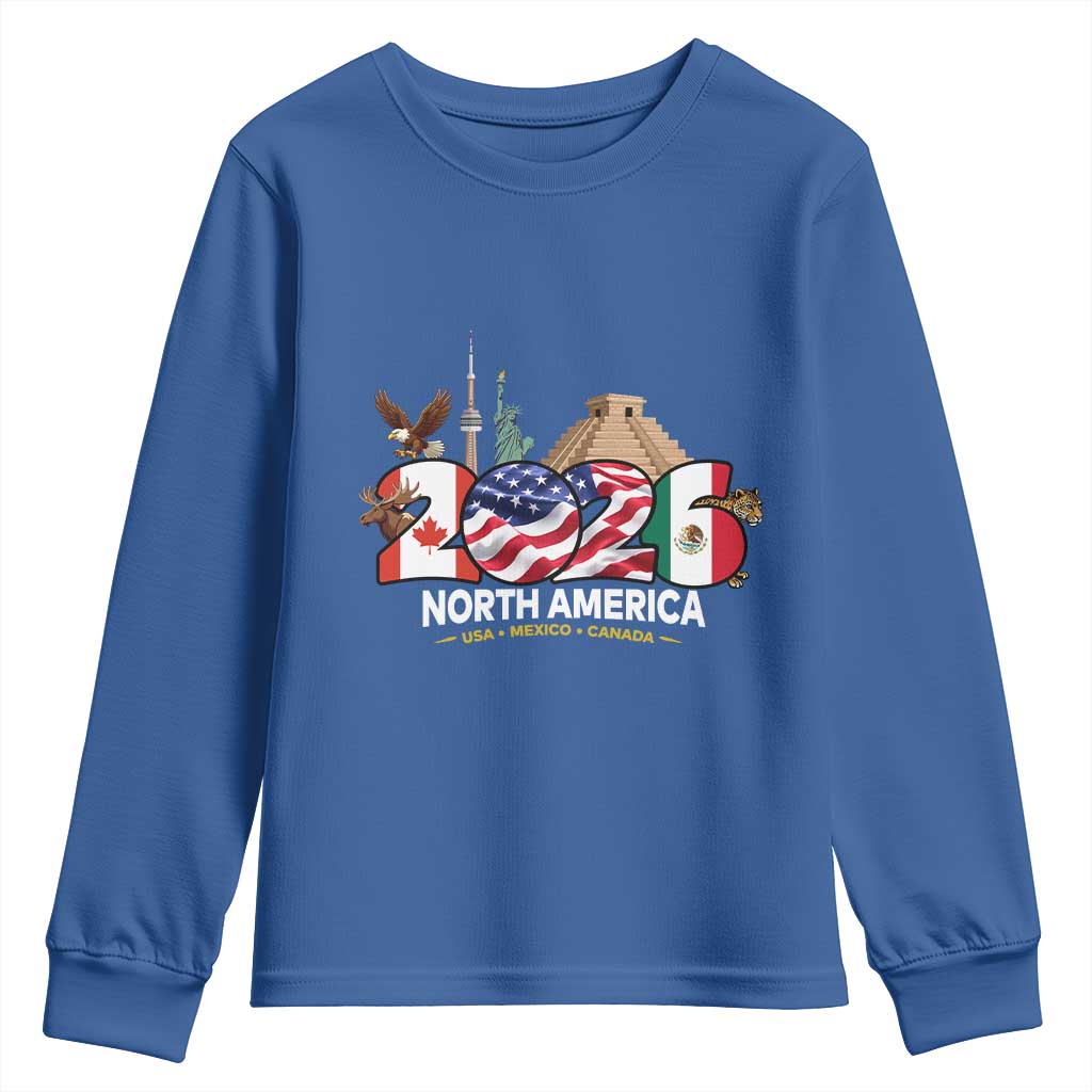 2026 North American Football Supporters Youth Sweatshirt TS12 Royal Blue Print Your Wear