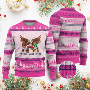 Eagle Jaguar Beaver 2026 Football Ugly Christmas Sweater Supporters Gift Idea TS12 Hot Pink Print Your Wear
