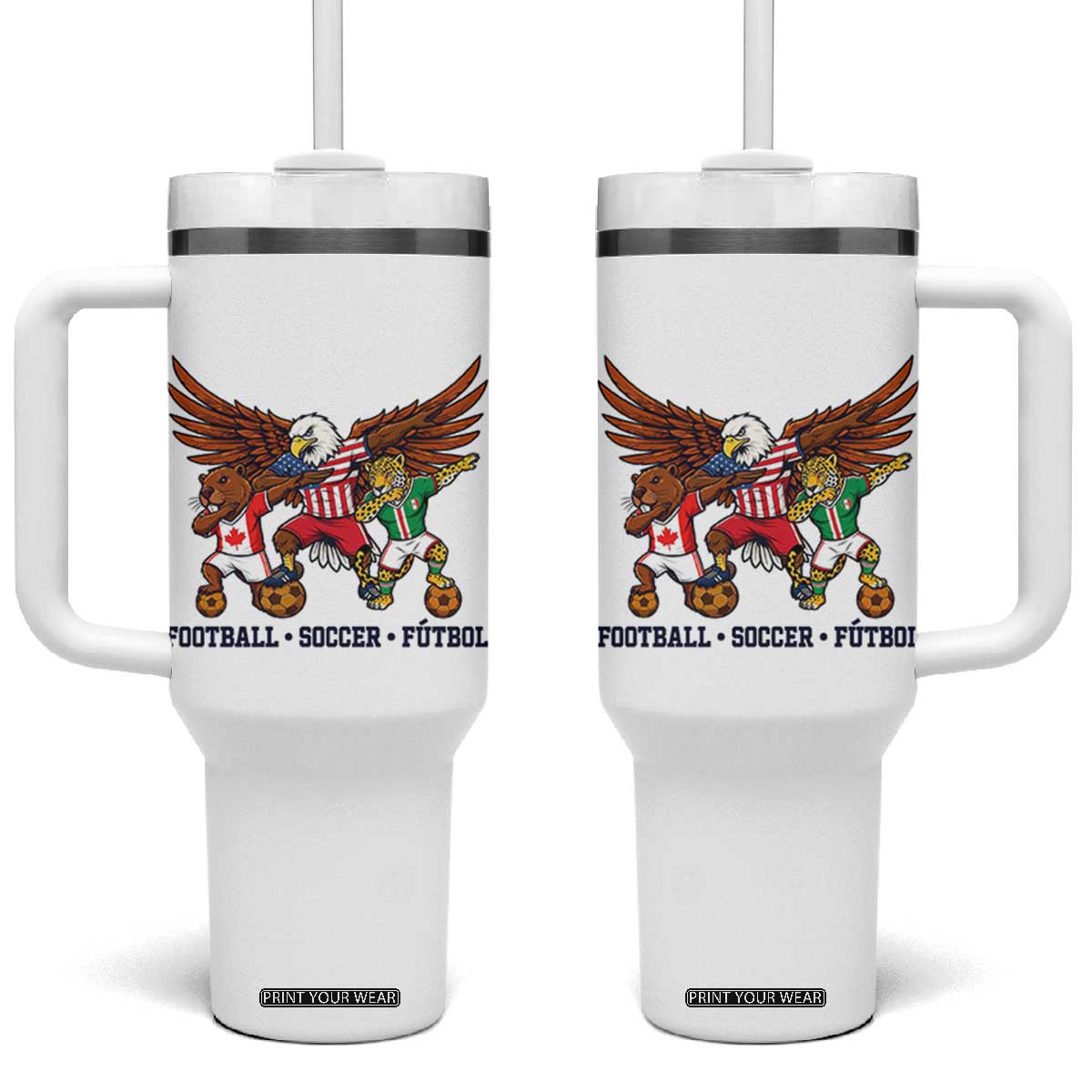 Eagle Jaguar Beaver 2026 Football Tumbler With Handle Supporters Gift Idea TS12 One Size: 40 oz White Print Your Wear