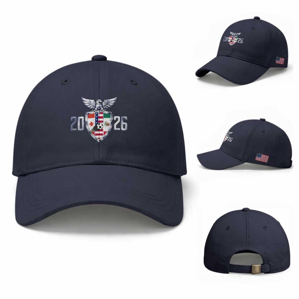 Canada Mexico USA Baseball Cap International Soccer Lover Gift TS12 Baseball Cap Universal Fit Navy Print Your Wear