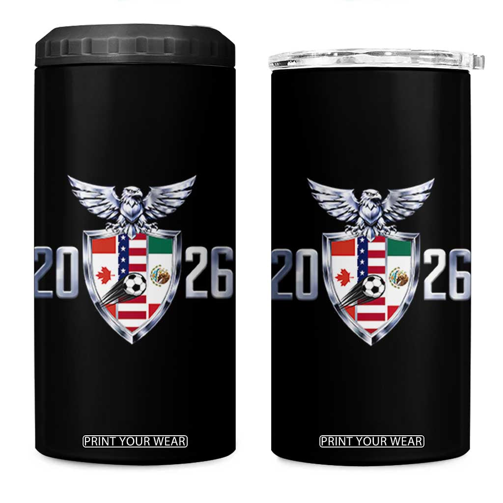 Canada Mexico USA 4 in 1 Can Cooler Tumbler International Soccer Lover Gift TS12 One Size: 16 oz Black Print Your Wear