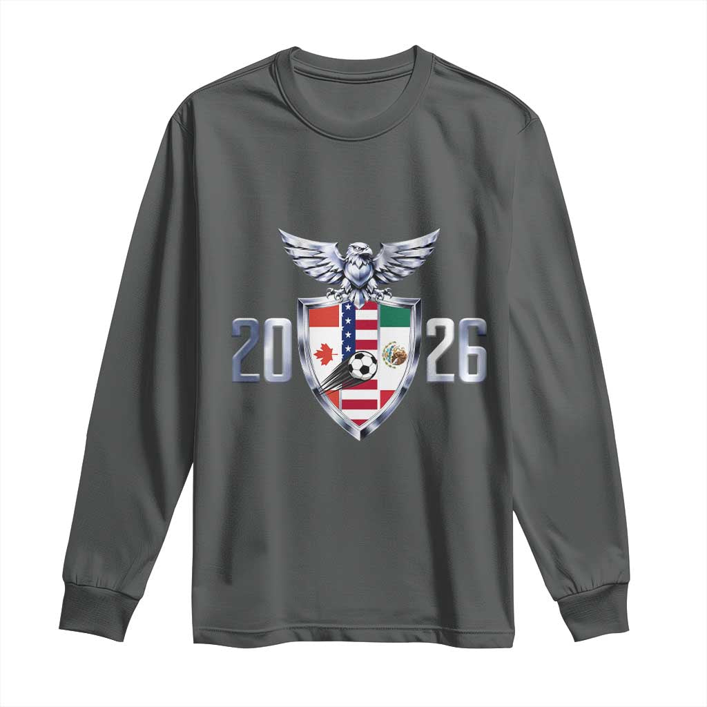Canada Mexico USA Long Sleeve Shirt International Soccer Lover Gift TS12 Dark Heather Print Your Wear