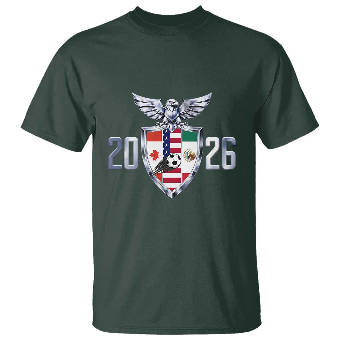 Canada Mexico USA T Shirt International Soccer Lover Gift TS12 Dark Forest Green Print Your Wear