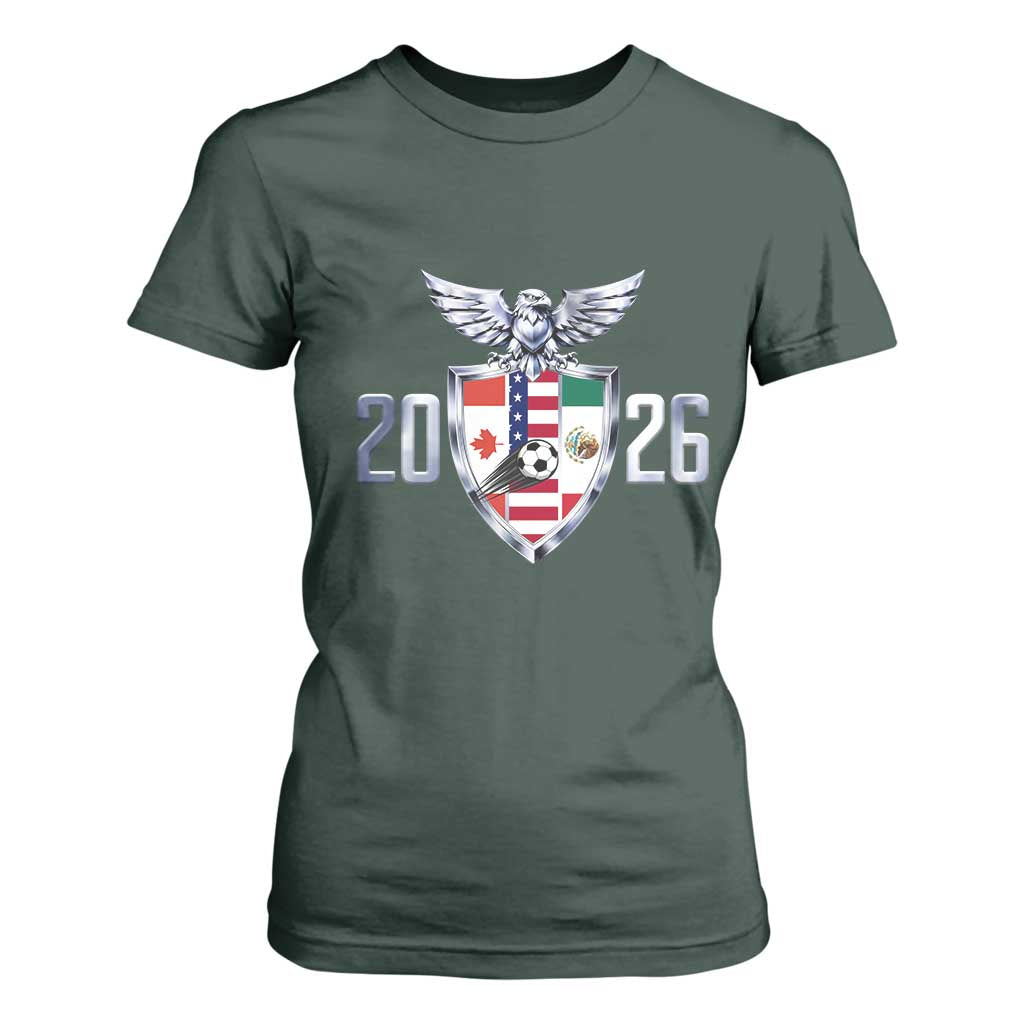 Canada Mexico USA T Shirt For Women International Soccer Lover Gift TS12 Dark Forest Green Print Your Wear