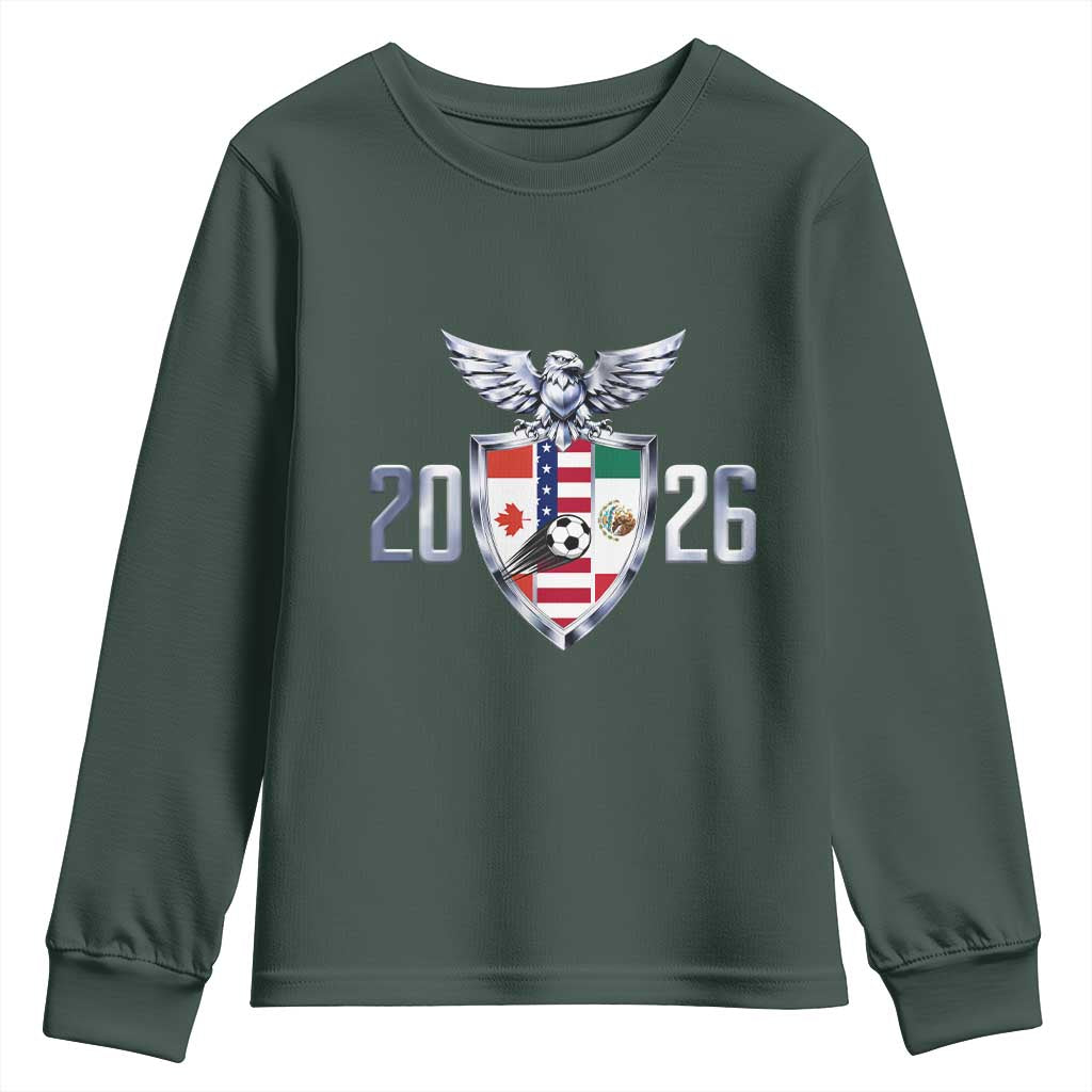 Canada Mexico USA Youth Sweatshirt International Soccer Lover Gift TS12 Dark Forest Green Print Your Wear