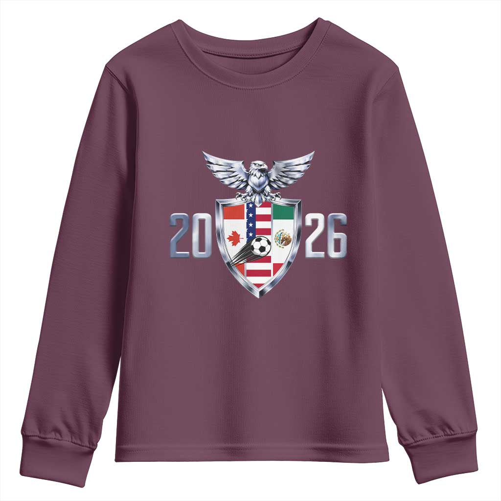 Canada Mexico USA Youth Sweatshirt International Soccer Lover Gift TS12 Maroon Print Your Wear