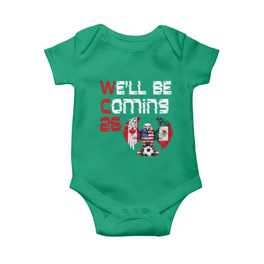 Glitched North America Eagle Soccer Baby Onesie We Will Be Coming 26 TS12 Irish Green Print Your Wear