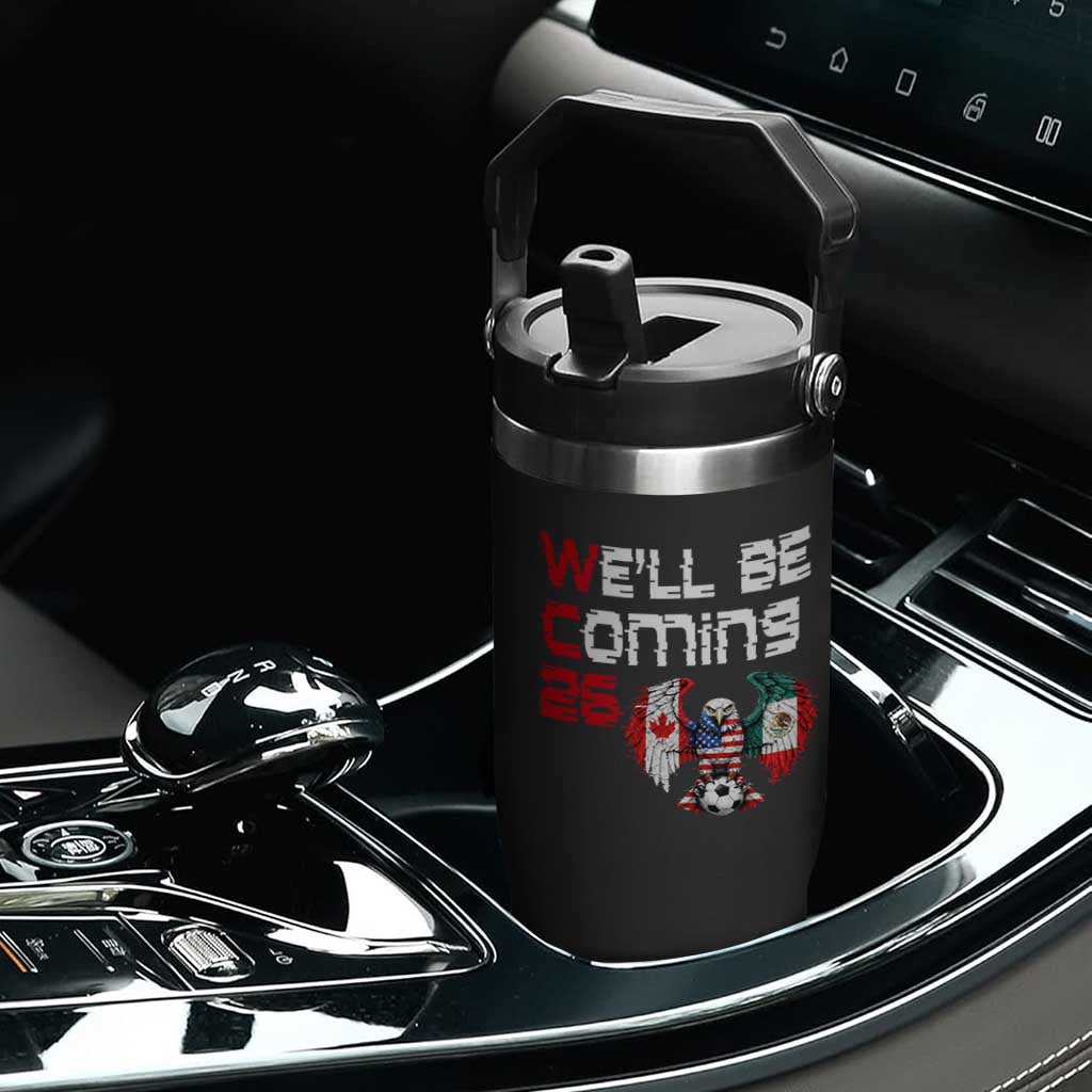 Glitched North America Eagle Soccer Flip Straw Tumbler We Will Be Coming 26 TS12 Print Your Wear