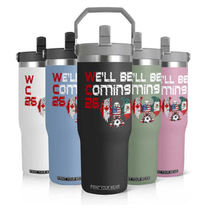 Glitched North America Eagle Soccer Flip Straw Tumbler We Will Be Coming 26 TS12 Print Your Wear