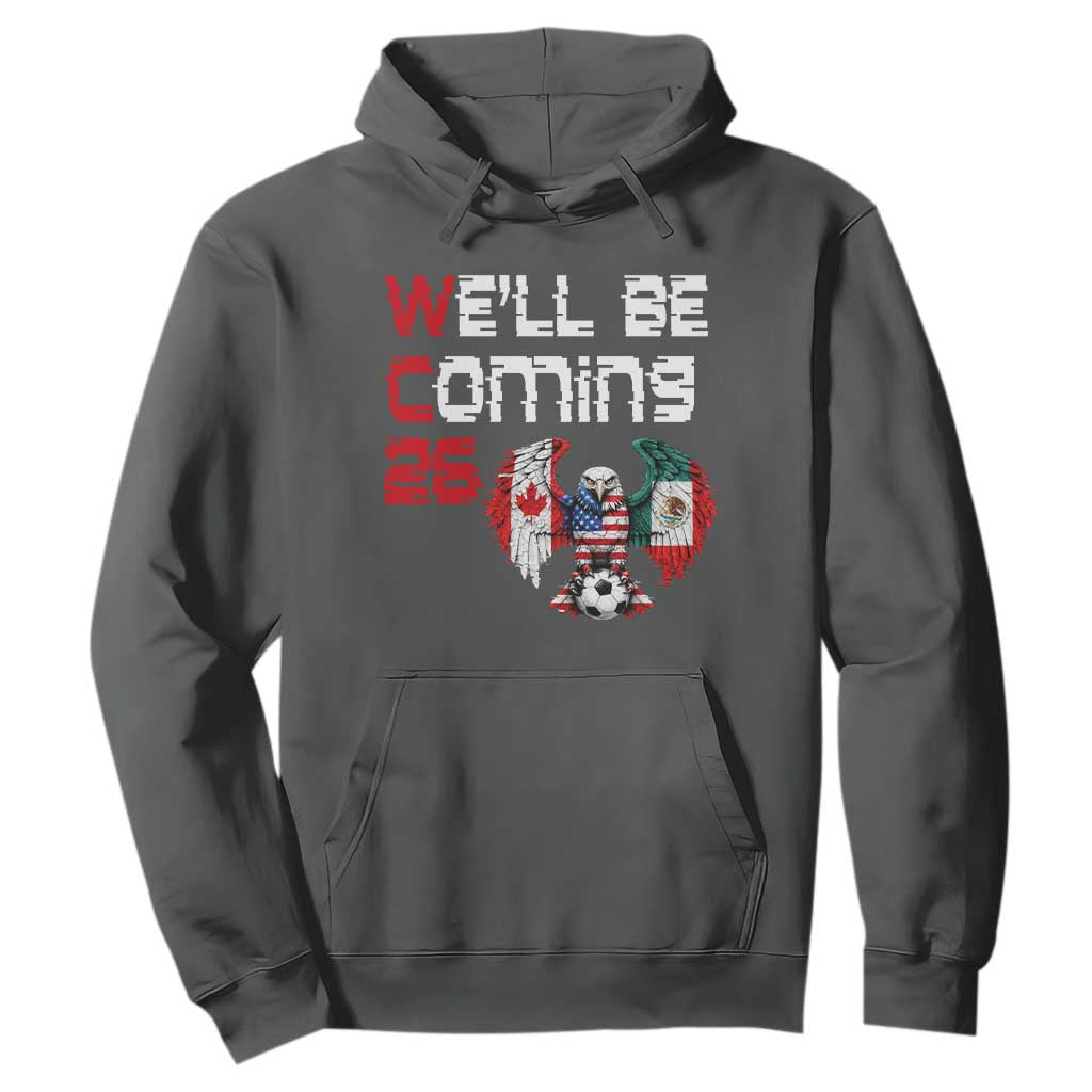 Glitched North America Eagle Soccer Hoodie We Will Be Coming 26 TS12 Dark Heather Print Your Wear