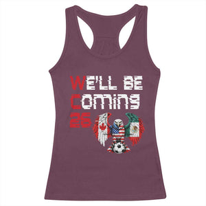 Glitched North America Eagle Soccer Racerback Tank Top We Will Be Coming 26 TS12 Maroon Print Your Wear