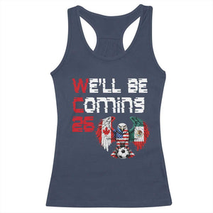 Glitched North America Eagle Soccer Racerback Tank Top We Will Be Coming 26 TS12 Navy Print Your Wear