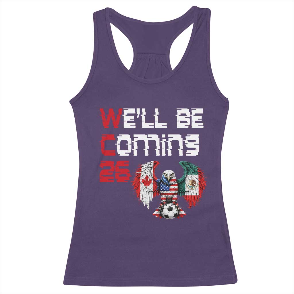 Glitched North America Eagle Soccer Racerback Tank Top We Will Be Coming 26 TS12 Purple Print Your Wear