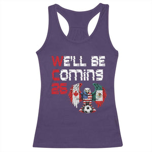 Glitched North America Eagle Soccer Racerback Tank Top We Will Be Coming 26 TS12 Purple Print Your Wear