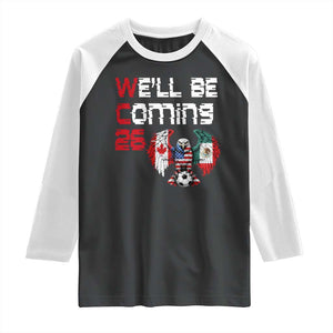 Glitched North America Eagle Soccer Raglan Shirt We Will Be Coming 26 TS12 Black White Print Your Wear