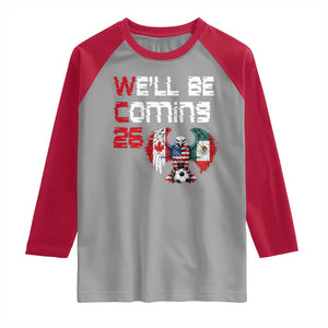 Glitched North America Eagle Soccer Raglan Shirt We Will Be Coming 26 TS12 Sport Gray Red Print Your Wear