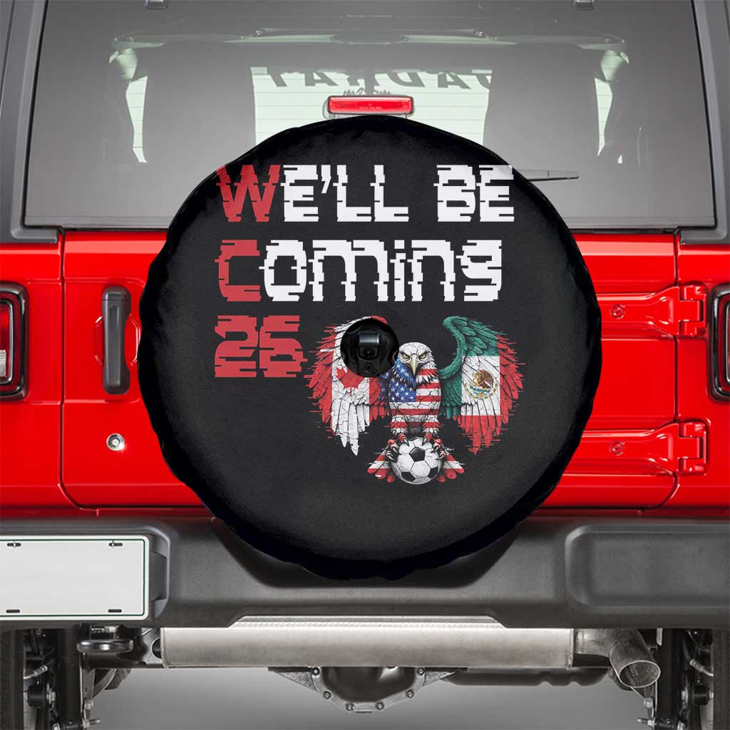 Glitched North America Eagle Soccer Spare Tire Cover We Will Be Coming 26 TS12 Black Print Your Wear