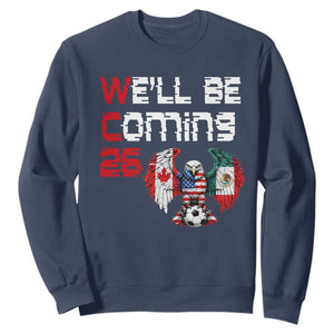 Glitched North America Eagle Soccer Sweatshirt We Will Be Coming 26 TS12 Navy Print Your Wear