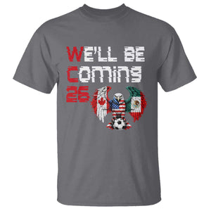 Glitched North America Eagle Soccer T Shirt We Will Be Coming 26 TS12 Charcoal Print Your Wear