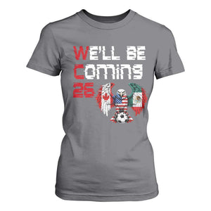Glitched North America Eagle Soccer T Shirt For Women We Will Be Coming 26 TS12 Charcoal Print Your Wear