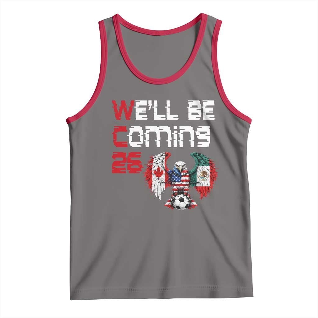 Glitched North America Eagle Soccer Tank Top We Will Be Coming 26 TS12 Deep Heather Red Print Your Wear