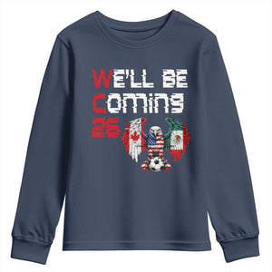 Glitched North America Eagle Soccer Youth Sweatshirt We Will Be Coming 26 TS12 Navy Print Your Wear