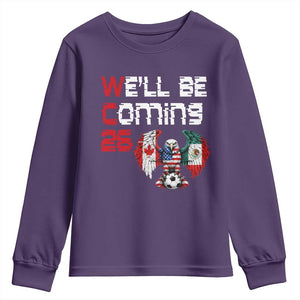 Glitched North America Eagle Soccer Youth Sweatshirt We Will Be Coming 26 TS12 Purple Print Your Wear
