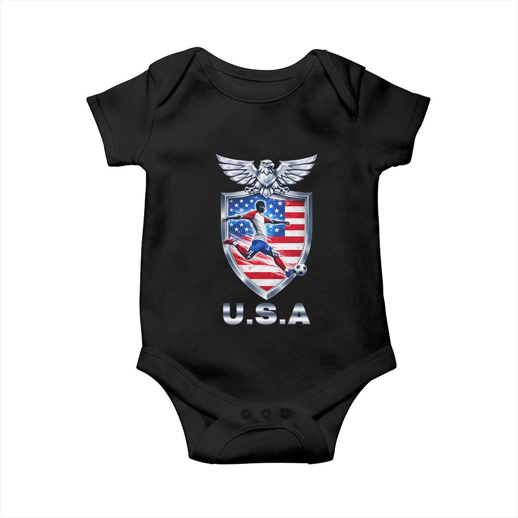 USA 2026 Soccer Player Baby Onesie United States Team Pride TS12 Black Print Your Wear