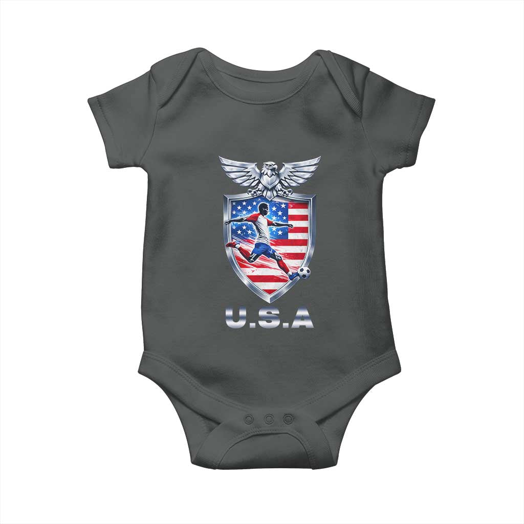USA 2026 Soccer Player Baby Onesie United States Team Pride TS12 Dark Heather Print Your Wear