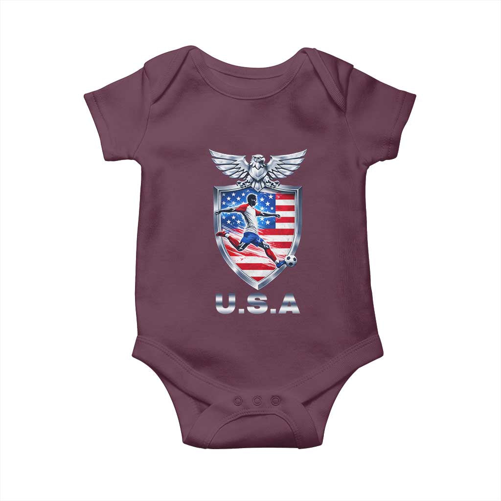 USA 2026 Soccer Player Baby Onesie United States Team Pride TS12 Maroon Print Your Wear