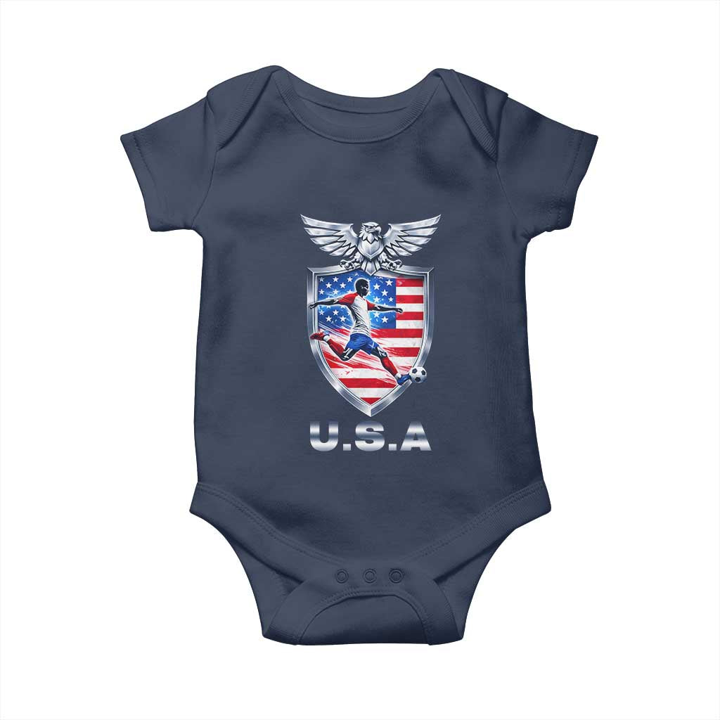 USA 2026 Soccer Player Baby Onesie United States Team Pride TS12 Navy Print Your Wear