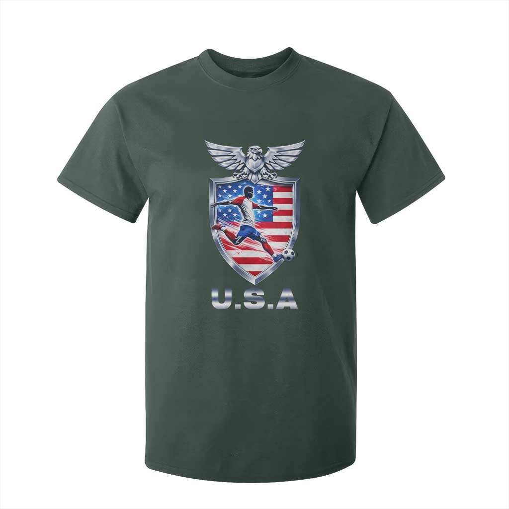 USA 2026 Soccer Player T Shirt For Kid United States Team Pride TS12 Dark Forest Green Print Your Wear