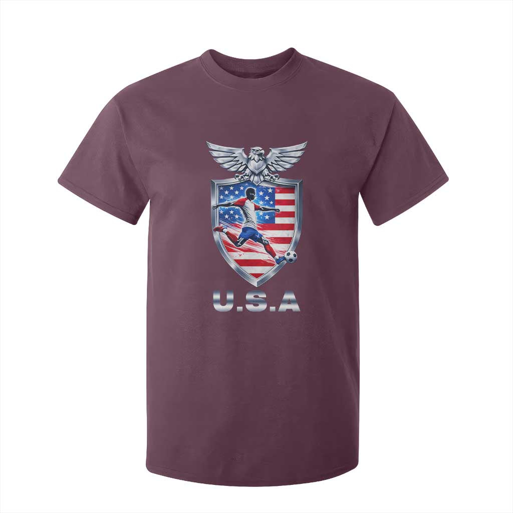 USA 2026 Soccer Player T Shirt For Kid United States Team Pride TS12 Maroon Print Your Wear