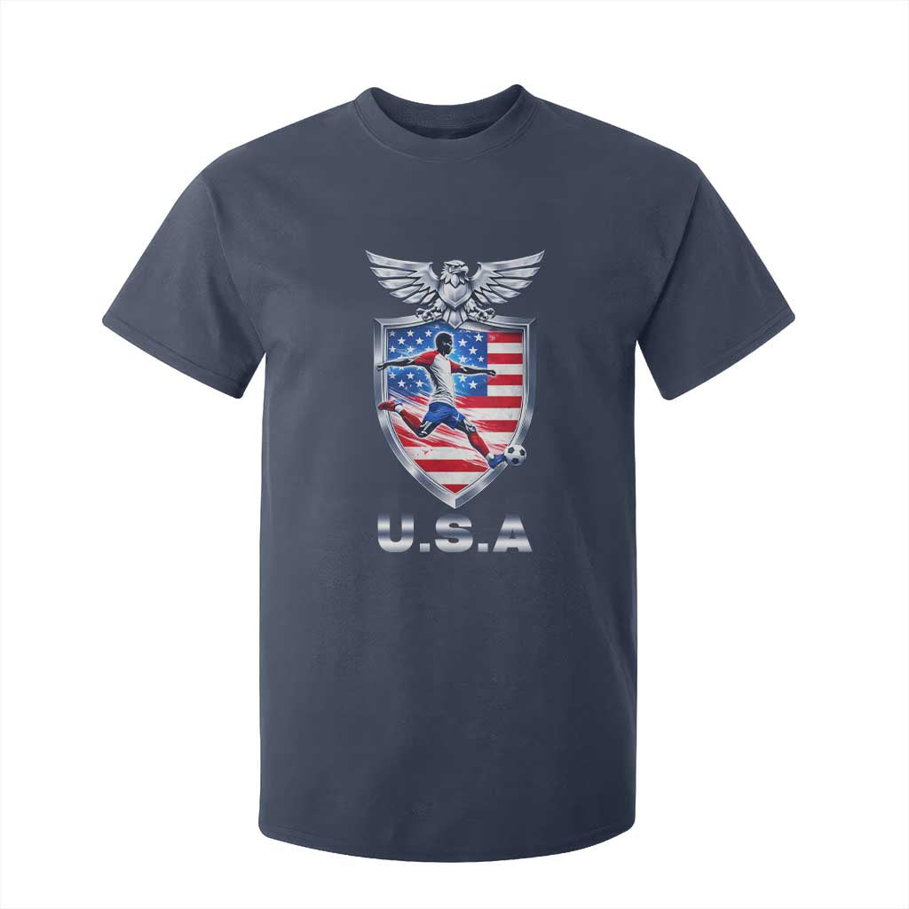 USA 2026 Soccer Player T Shirt For Kid United States Team Pride TS12 Navy Print Your Wear