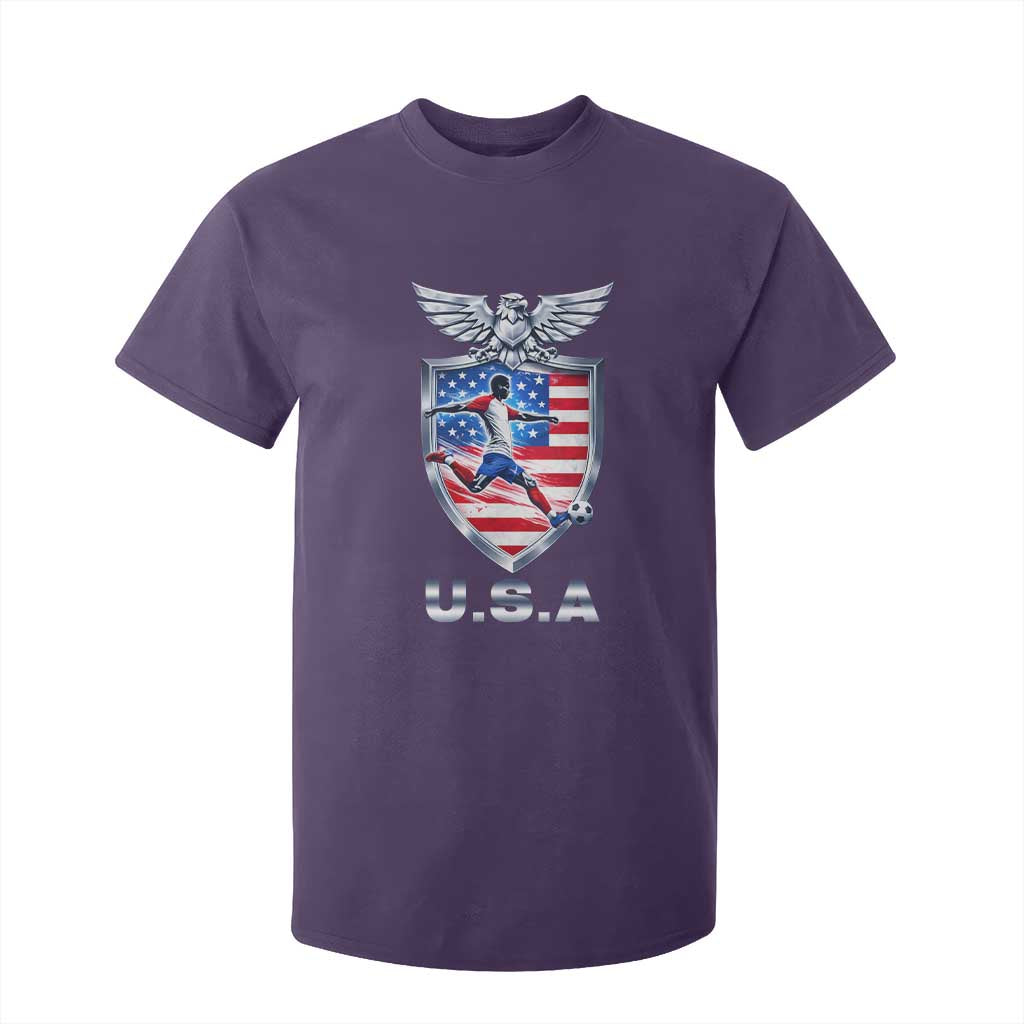 USA 2026 Soccer Player T Shirt For Kid United States Team Pride TS12 Purple Print Your Wear