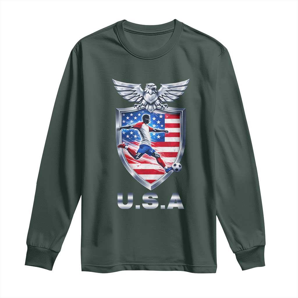 USA 2026 Soccer Player Long Sleeve Shirt United States Team Pride TS12 Dark Forest Green Print Your Wear