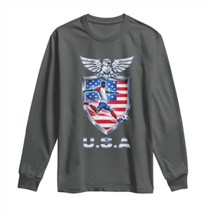 USA 2026 Soccer Player Long Sleeve Shirt United States Team Pride TS12 Dark Heather Print Your Wear